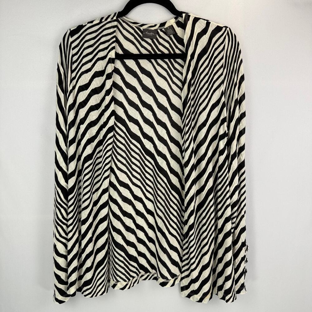 Travelers by Chico's Zig Zag Striped Cardigan Size 1